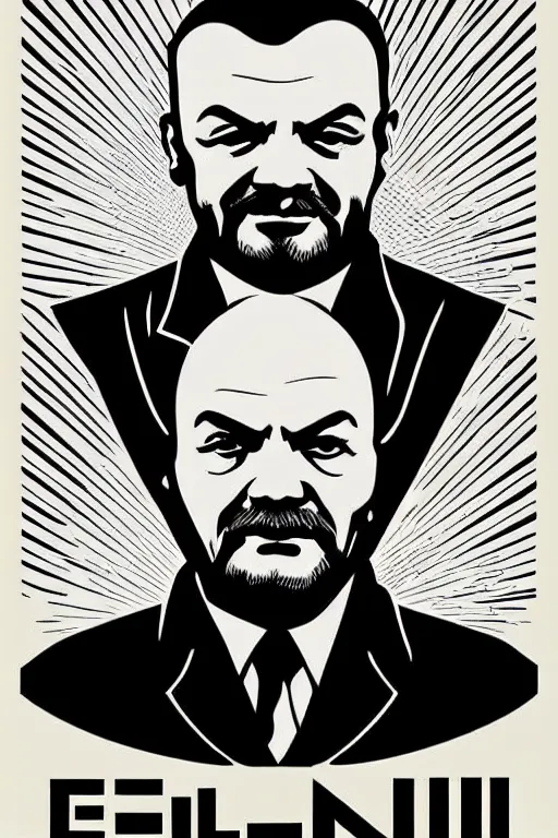 Prompt: USSR Lenin poster vector art, highly detailed, constructivism poster design