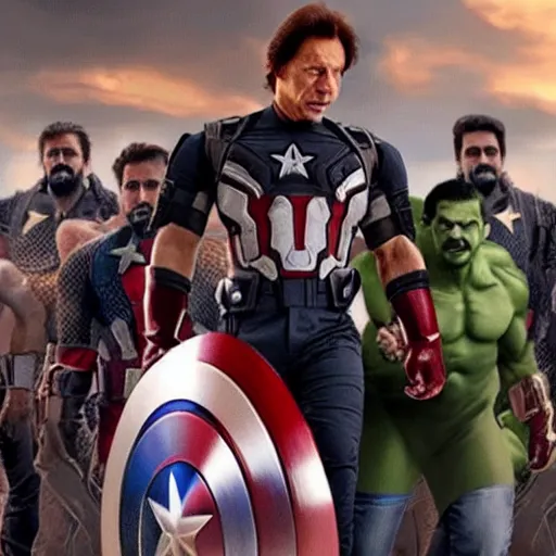 Image similar to A still of Imran Khan in an Avengers movie