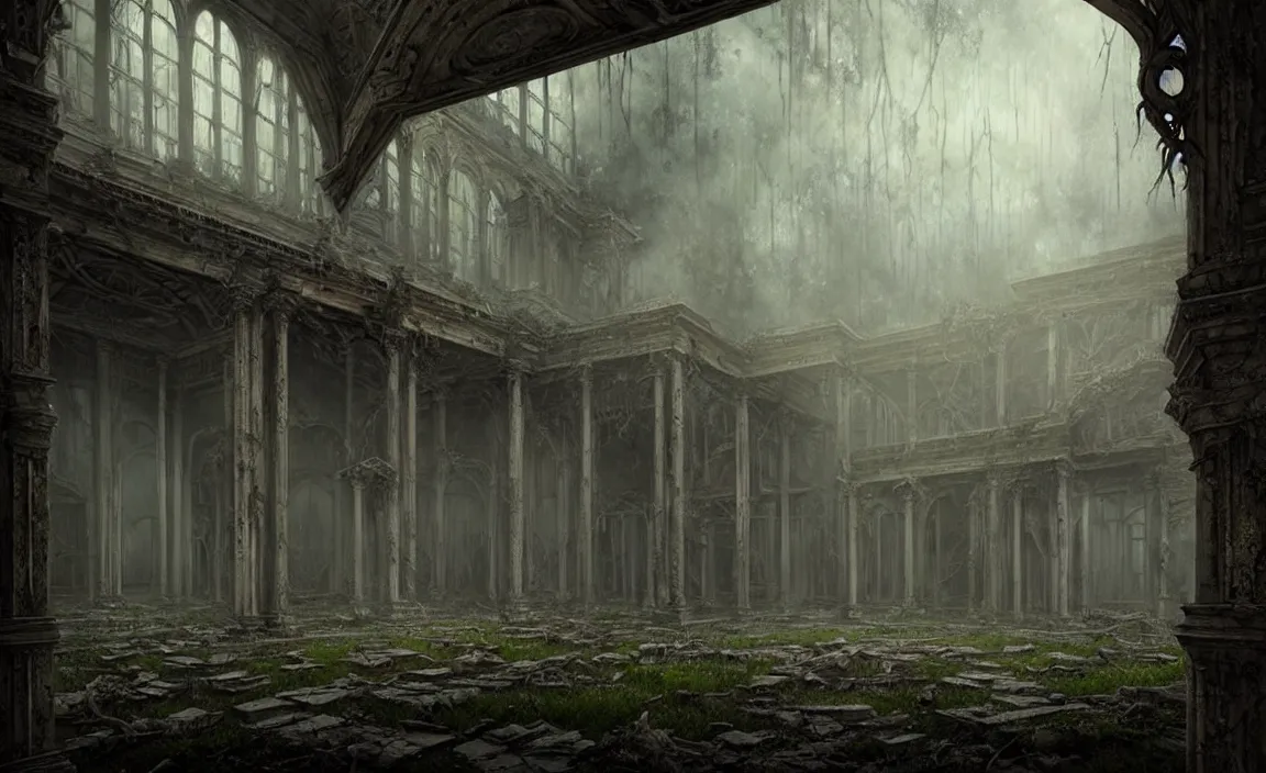 Prompt: epic professional digital art of abandoned ruins, faint taupe moody atmospheric lighting, painted, intricate, detailed, detailed, foreboding, by leesha hannigan, wayne haag, reyna rochin, ignacio fernandez rios, mark ryden, iris van herpen,, epic, stunning, gorgeous, much wow, cinematic, masterpiece.