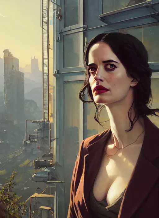 Image similar to highly detailed portrait of eva green in gta v, stephen bliss, unreal engine, fantasy art by greg rutkowski, loish, rhads, ferdinand knab, makoto shinkai and lois van baarle, ilya kuvshinov, rossdraws, tom bagshaw, global illumination, radiant light, detailed and intricate environment