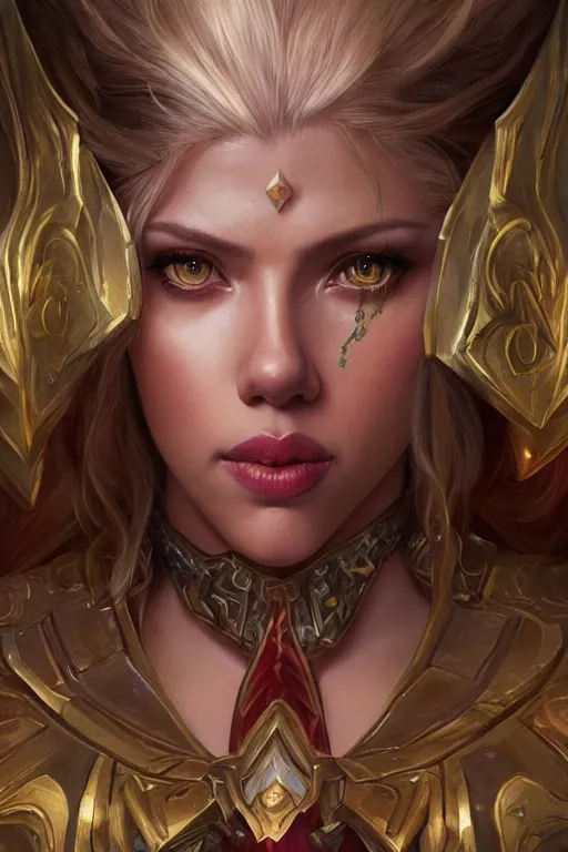 Prompt: Scarlett johansson as a blood elf, world of warcraft, wow , intricate, elegant, highly detailed, digital painting, artstation, concept art, smooth, sharp focus, illustration, art by artgerm and greg rutkowski and alphonse mucha