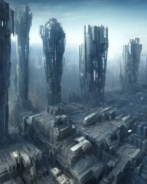 Image similar to dystopian mega city, neo-brutalist buildings, by Leon Tukker, Makoto Kobayashi, 8k high detail, masterpiece, trending on ArtStation