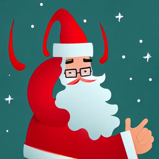 Prompt: a cross between santa claus and satan, simini blocker illustration