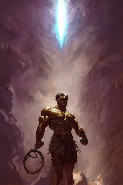 Prompt: cyclops beam from eyes, by Frank Frazetta, Greg Rutkowski, Boris Vallejo, epic fantasy character art, Exquisite detail, post-processing, low angle, masterpiece, cinematic