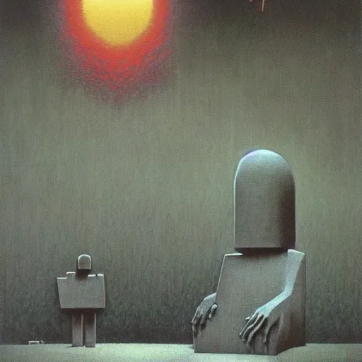 Prompt: minecraft, illustrated by zdzisław beksinski