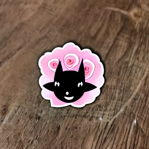 Image similar to cute bat in a flower crown, sticker