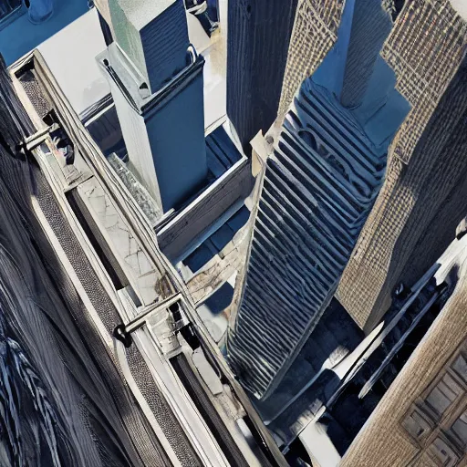 Image similar to water flowing from the windows of the empire state building, fluid simulation, long shot, 2 0 0 mm, orthogonal perspective, photorealist, panorama, new york background, detailled, sharp focus, realistic, trending on artstation, cg society, 8 k, unreal