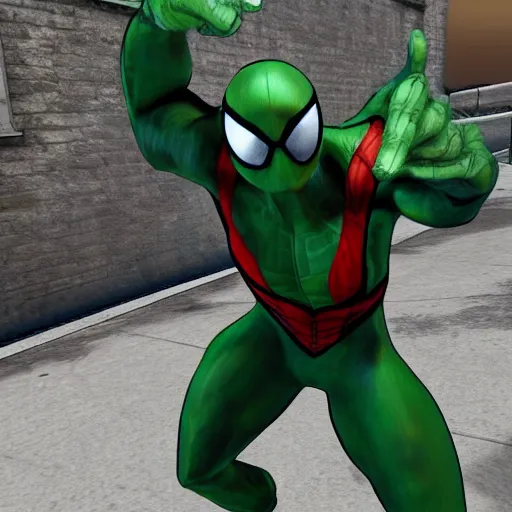 Image similar to turtle mutant ninja as spiderman, unreal engine