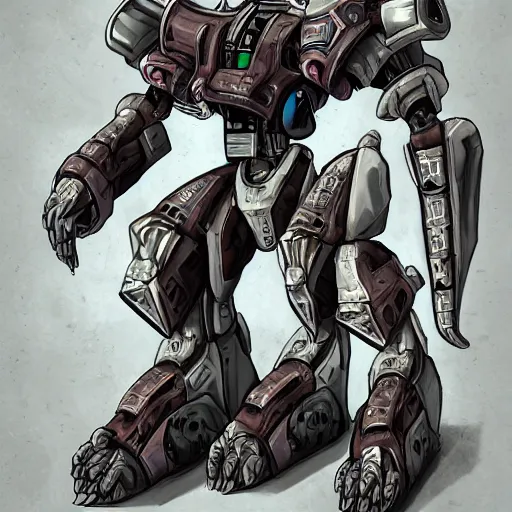 Prompt: ss 1 3 borg hound, medical mecha canine, taller than man, sharp armor, detailed maw, mawshot, visor eyes, cinematic, detailed, furry art, digital art, furaffinity, deviantart