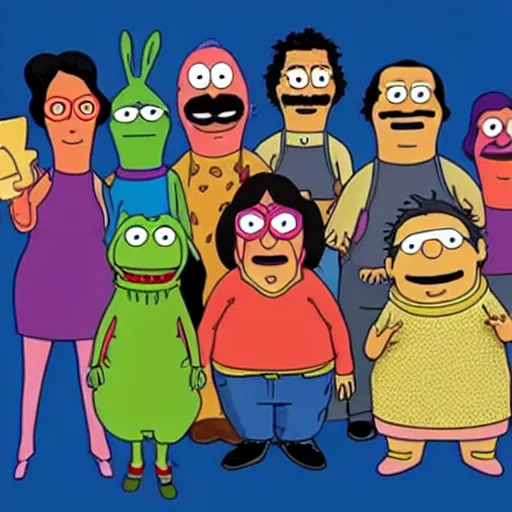 Image similar to The cast of Bob's Burgers as Muppets