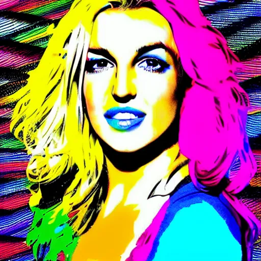 Image similar to rainbow britney spears. pop art