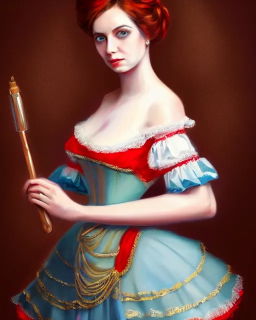 Prompt: art - by - fkey!! - trending - on - artstation - 4 k full - body painting of an elegantly dressed maid. painterly. museum - quality.