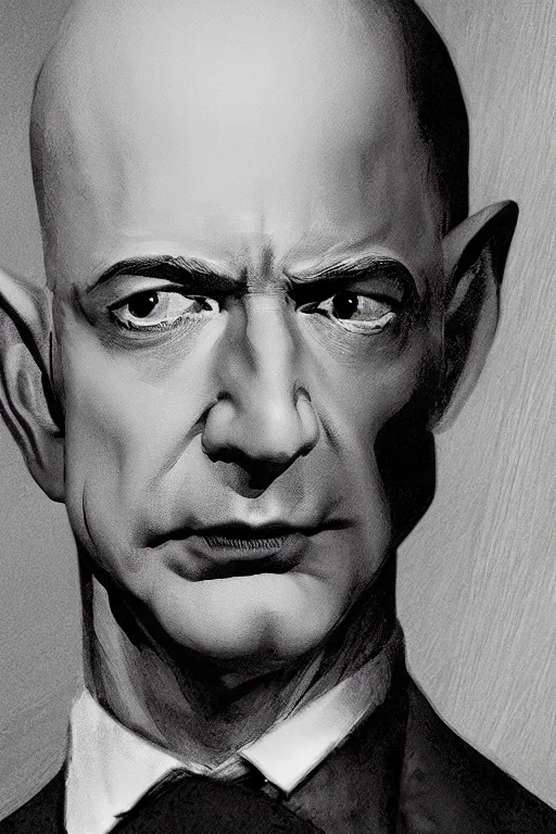 Image similar to jeff bezos as a vampire, photorealistic, cinematic lighting, highly detailed, very intricate, nosferatu, by guillermo del toro