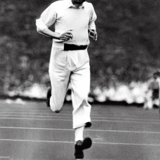 Prompt: bernie sanders running at the 1 9 3 6 olympics, high quality, high resolution