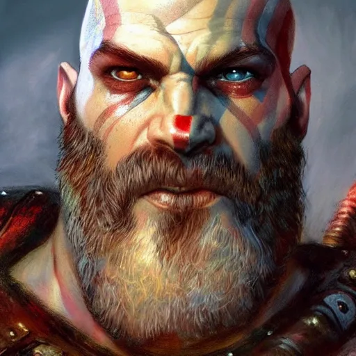 Image similar to The God of War Kratos, closeup character portrait art by Donato Giancola, Craig Mullins, digital art, trending on artstation