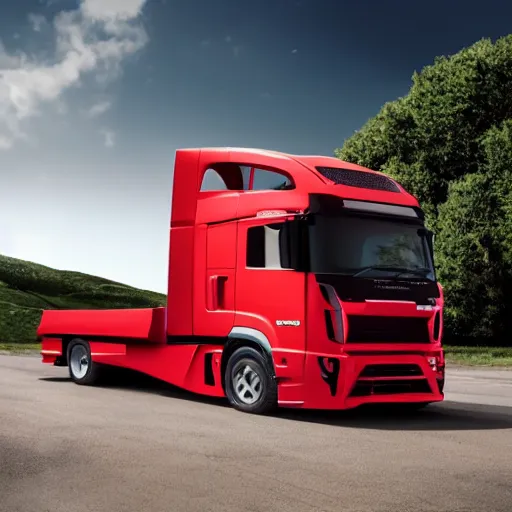 Prompt: A lorry/truck designed and produced by Lamborghini, promotional photo