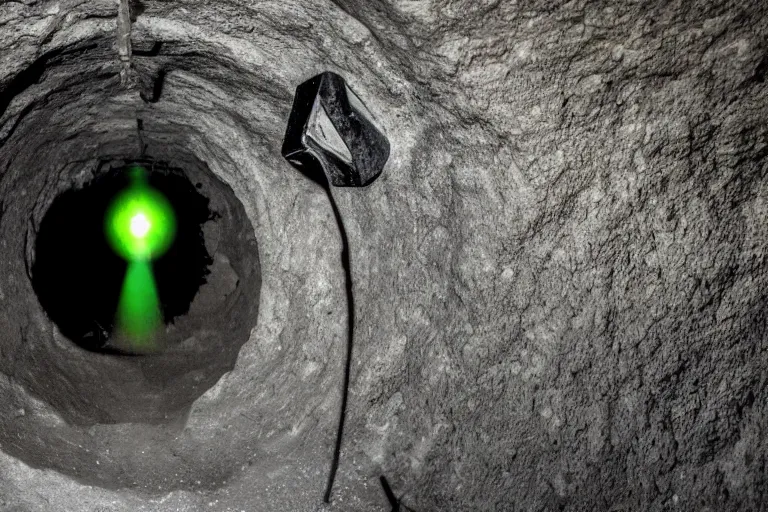 Image similar to glowing eyes staring at you from the entrance of a mine shaft