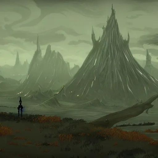 Prompt: scenery of elden ring in the style of the game gris