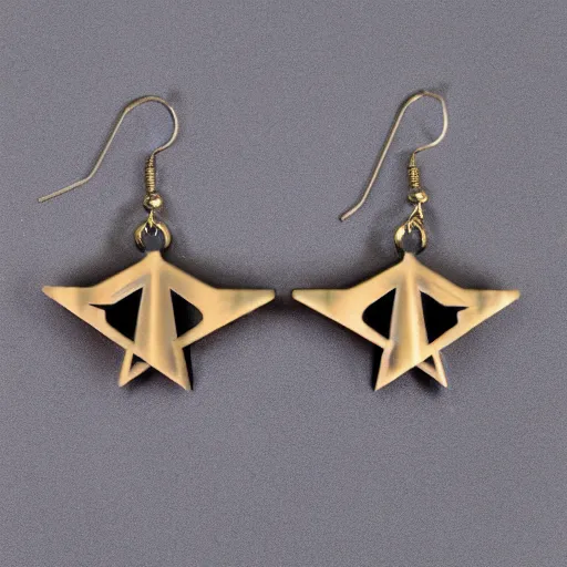 Prompt: segmented 2d laser cut earrings, star trek