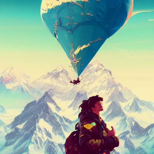 Image similar to intense fan art, katy perry flying over mt. everest, digital art by artgerm, mucha, loish, wlop, kilian eng, artstation