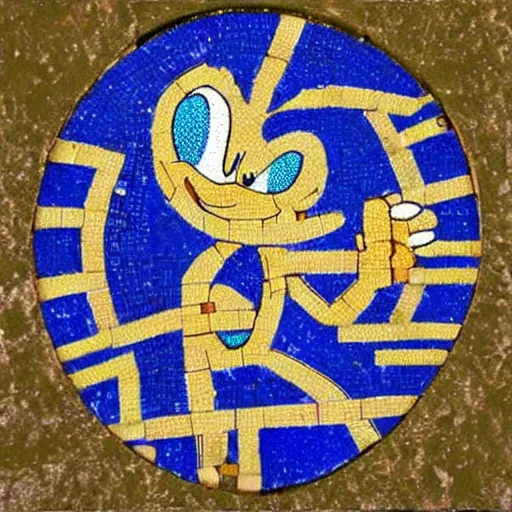 Prompt: sonic in a ancient greek mosaic