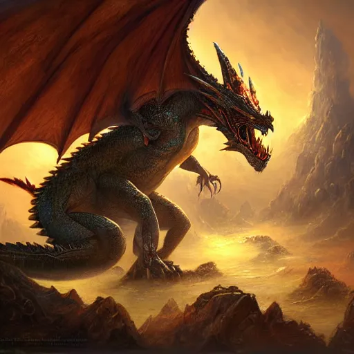 Prompt: a fantasy dragon in the style of Justin Gerard, realistic painting, high definition, digital art, very detailed, realistic