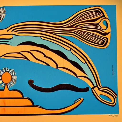 Image similar to whale in style of haida gwaii, pacific northwest coast, native american art, clean