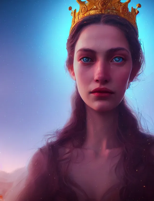 Image similar to blurred background. close-up portrait of a goddess in crown, by Anka Zhuravleva, Anato Finnstark and Alena Aenami, Angus McKie. unreal engine