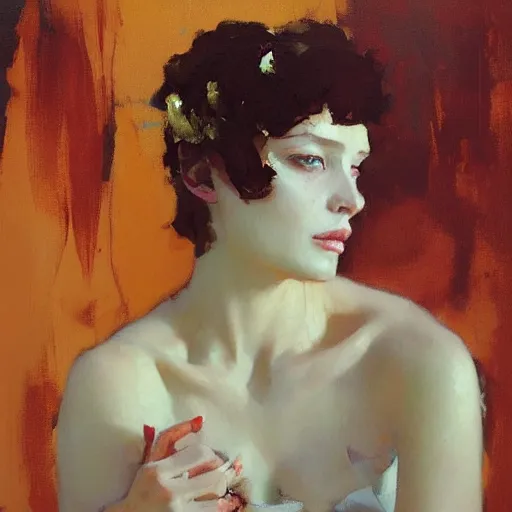 Image similar to portrait of a beautiful woman, intricate, elegant, highly detailed, greg manchess, mucha, liepke, ruan jia, jeffrey catherine jones