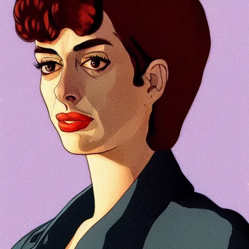 Image similar to anne hathaway retro minimalist portrait by jean giraud, moebius starwatcher comic, 8 k