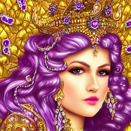 Image similar to princess of amethyst, gorgeous, ornate, intricate, detailed, stunning, masterpiece, 4 k