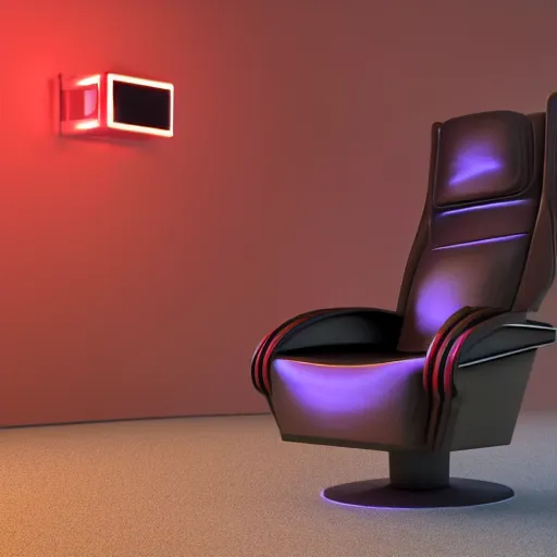 Image similar to futuristic studious matte brown and red full-body humanoid robot with two huge round expressive sad purple glowing LED eyes and open rectangular mouth sitting on a large comfortable cushioned 1950s vintage recliner reading a newspaper. open newspaper. Cinematic Movie Photograph, Arri Alexa, Extremely Detailed, smooth, very very clean, 8K, octane render, maya render, unreal engine, trending on artstation, DSLR, excellent composition, center frame