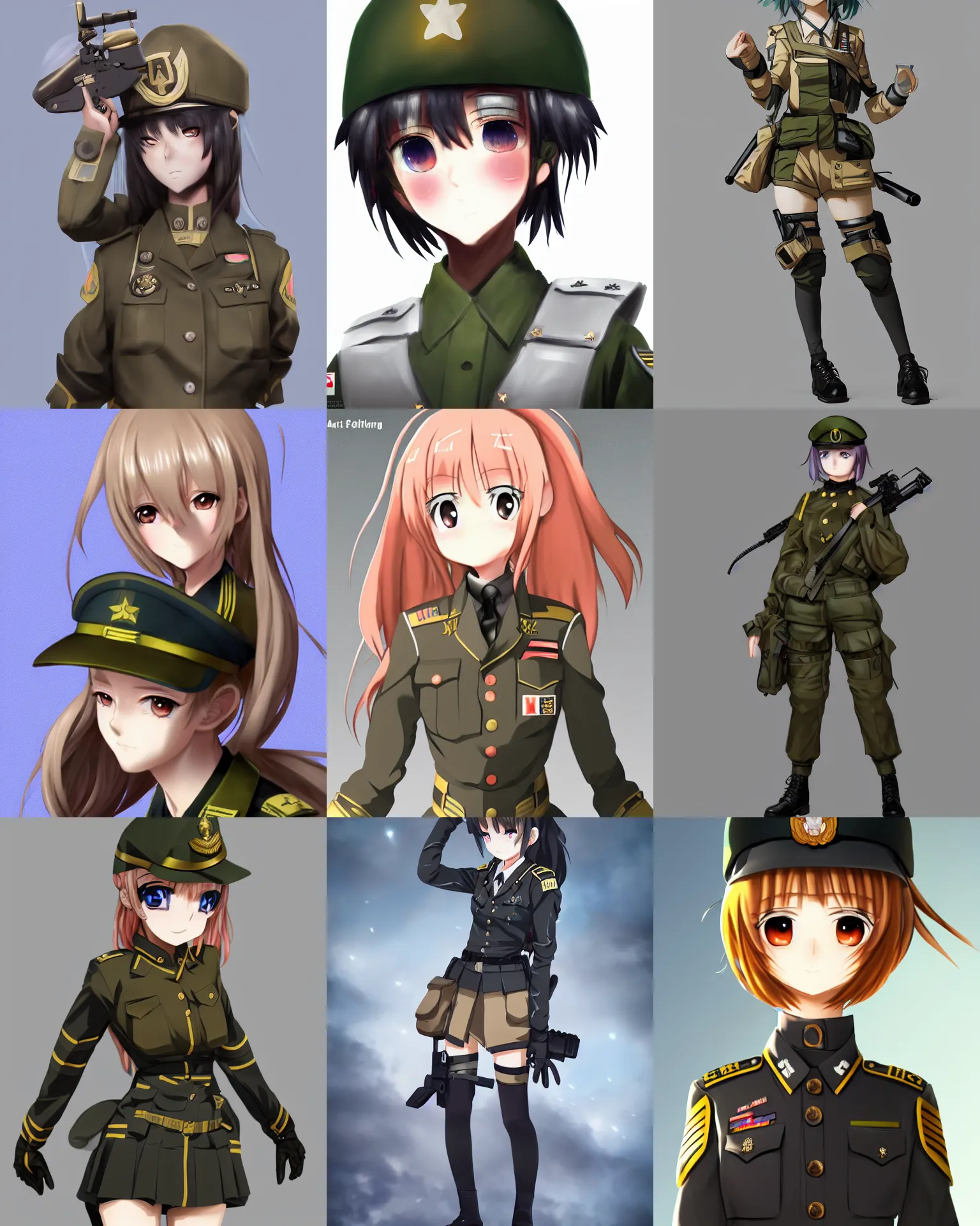 Anime Girl With A Military Uniform Dramatic Art Stable Diffusion