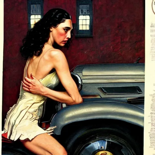 Image similar to gal gadot painted by norman rockwell