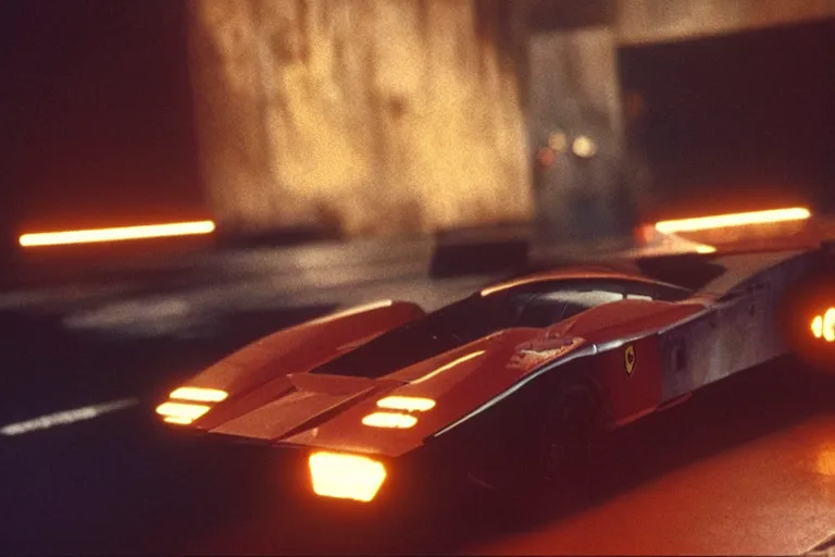 Prompt: film still of a flying Ferrari in Bladerunner, 8k,