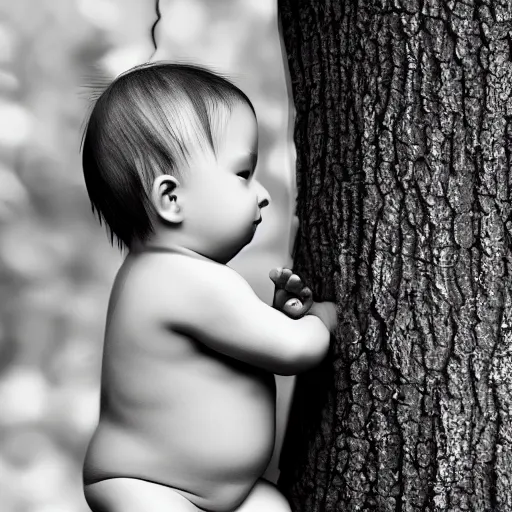 Image similar to baby on a tree, photorealistic, detailed