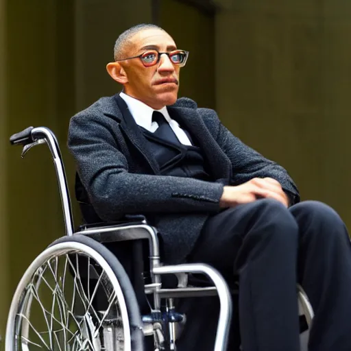 Image similar to Giancarlo Esposito as Professor X. In wheelchair