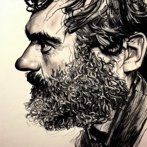 Image similar to a realistic yet scraggly portrait sketch of the side profile of a stern and sophisticated joaquin phoenix, trending on artstation, intricate details, in the style of frank auerbach, in the style of sergio aragones, in the style of martin ansin, in the style of david aja, in the style of mattias adolfsson