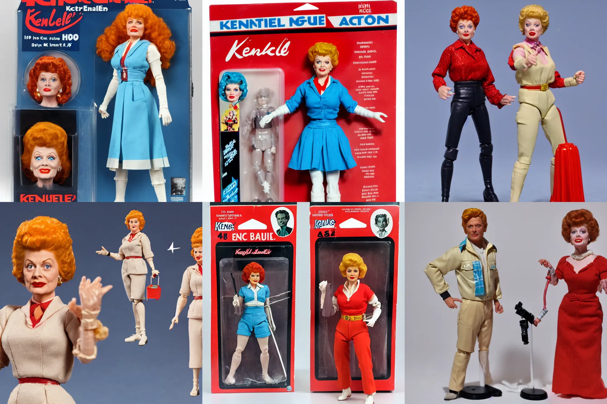 Prompt: Lucille Ball as a 1980's Kenner style action figure, 5 points of articulation, full body, 4k, highly detailed