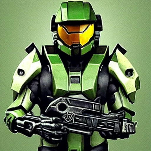 Image similar to “ master chief from the game halo, smoking weed with a joint in his mouth, enjoying the weed. ”