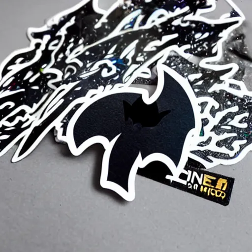 Image similar to die cut sticker, batman breakdancing in techwear splatter paint