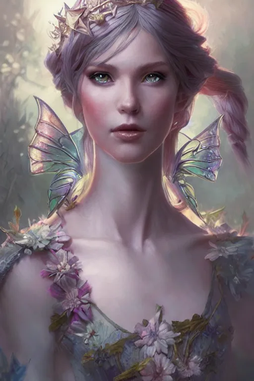 Image similar to fairy princess, highly detailed, d & d, fantasy, highly detailed, digital painting, trending on artstation, concept art, sharp focus, illustration, art by artgerm and greg rutkowski and magali villeneuve