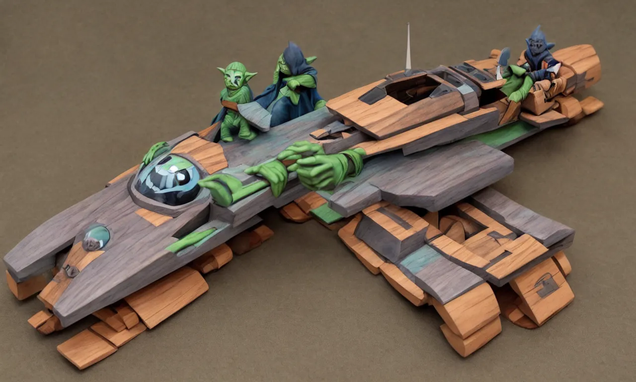 Prompt: wooden jedi, speeder piloted by yoda, wooden board, rebels manuscript, chateau, nordic pastel colors, perfect lightning