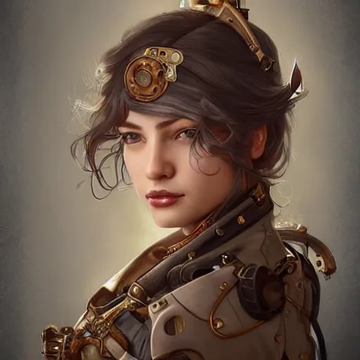 Image similar to Three quarters old portrait of a stunning female steampunk, highly detailed, digital painting, art by Stanley Lau and Artgerm and magali villeneuve and Alphonse Mucha, artstation, octane render, cgsociety