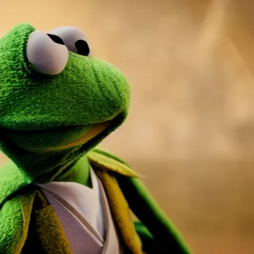 Prompt: kermit the frog as james bond, high detail, 4 k, cinematic, movie still