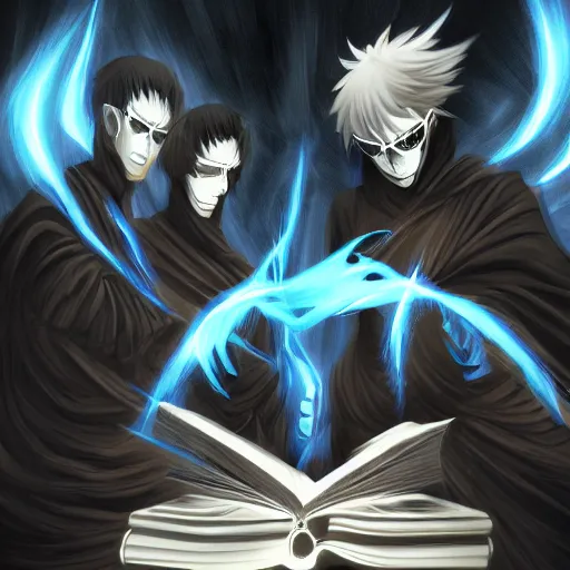 Image similar to soul reapers reading books, high definition, 16k resolution, concept art, digital art
