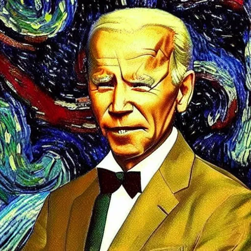 Image similar to a fusion of Barack Obama and Joe Biden painted by Vincent Van Gogh, presidential fusion, mix of Biden and Obama, oil painting