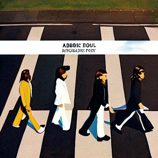Image similar to abbey road album cover, aerial view