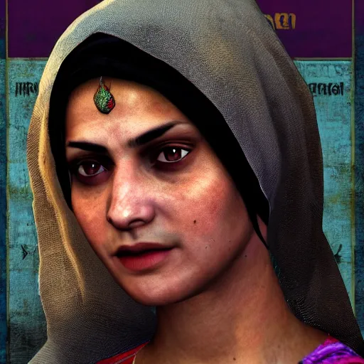 Image similar to kashmiri woman, closeup, GTA V poster, sharp focus, aesthetic!!!!!!!, ultra HD, 8k, highly detailed, intricate, elegant,