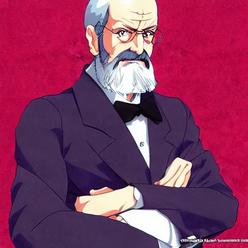 Image similar to portrait of sigmund freud, anime fantasy illustration by tomoyuki yamasaki, kyoto studio, madhouse, ufotable, comixwave films, trending on artstation